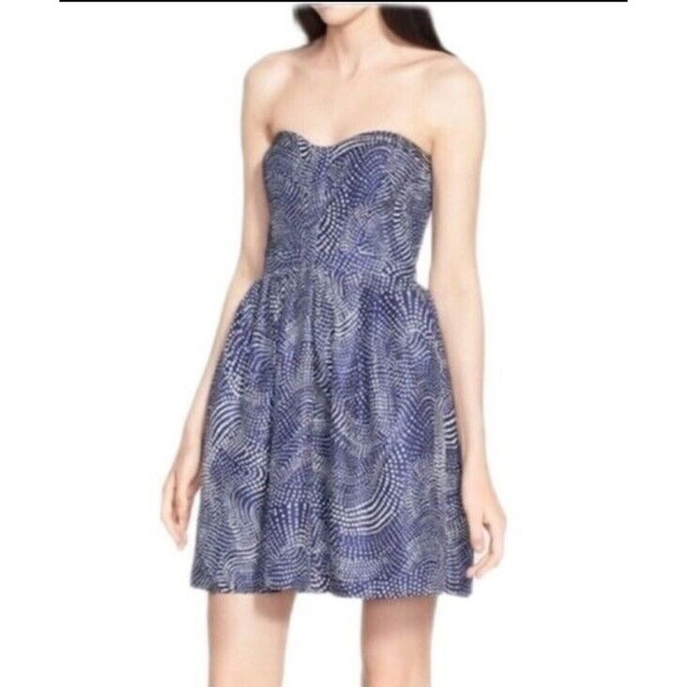 devlin Dress Size Small Strapless Blue White Quilted Smocked Mini from Nordstrom